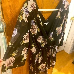 Charlotte Russe Black Floral Romper